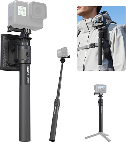 44.88" Invisible Selfie Stick for Insta360 X5/X4/X3/DJI Osmo 360 - ULANZI VL04 ClipMate Extension Pole with Universal 1/4" Mount for Insta360/GoPro/DJI OSMO Pocket 3/Xtra Muse Action Cameras