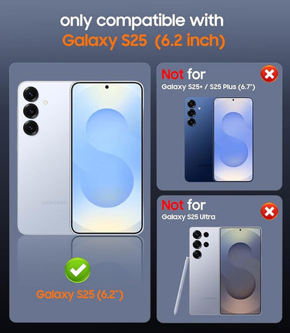 Slim Thin for Samsung Galaxy S25 Case 6.2'', Compatible with MagSafe, Built-in Camera Lens Protector, Shockproof Protective Phone Case, Soft Electroplated Clear Phone Cover, Rose Gold