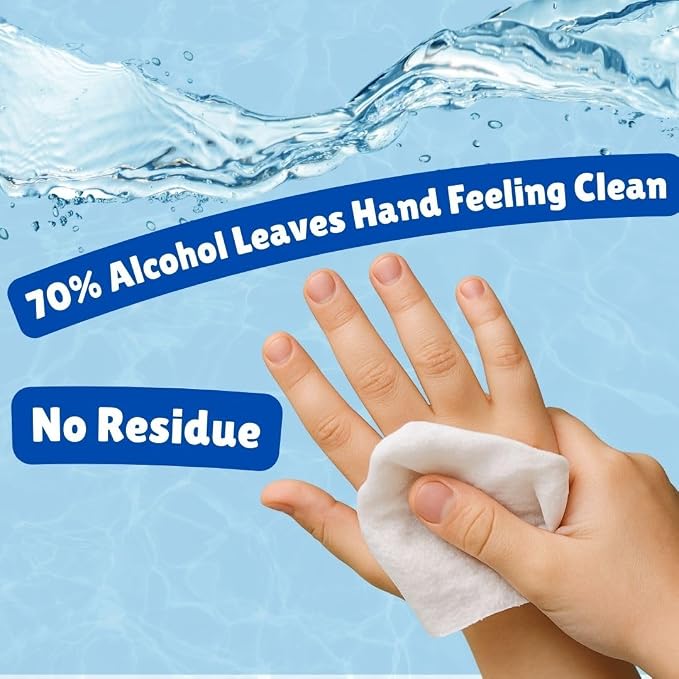 Tazza Alcohol Wipes - Unscented, Travel Hand Cleaning Wipes - 80 Ct (Pack of 6, 480 Wipes)