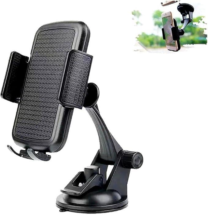 Car Phone Mount with Strong Suction Cup – Windshield Phone Holder ONLY for iPhone & Android – Hands-Free, Secure Grip, 360° Rotation