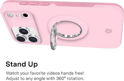 VELVET CAVIAR Compatible with MagSafe Phone Grip 2.0 | Cute Magnetic Ring Holder | Finger Loop Kickstand | Pop On Accessory for iPhone 17, 16, 15, 14, 13, 12 | Strawberry Milk