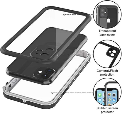 for iPhone 11 Waterproof case 6.1'', Rugged Case with Screen Protector, Shockproof Full-Body Dustproof Case for iPhone 11 - Black