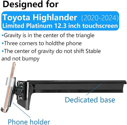 Car Phone Holder for Toyota Highlander 2020 2021 2022 2023 2024 2025 2026 Limited Platinum [ 12.3 inch Touch Screen ] Auto Interior Accessories Cell Phones Mount Cellphone Navigation Stand