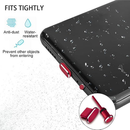 USB C Port Dust Cover Plug Cap 2 Metal Anti Dust Protectors for Smartphone MacBook Pro Air Charging Port Compatible with Samsung Galaxy S24 S23 S22 S21(Red)