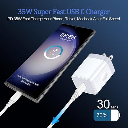 35W Samsung S26 Super Fast Type C Charger Block for Samsung Galaxy S26 Ultra S25 S24 FE A17 A16 A15 A55 A35 A14 A54 iPhone 17 16 15 14 Pro Max, PD 3.0 Wall Charger USB C Box Charging Cube Brick Plug