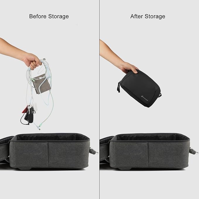 Besnfoto Electronic Organizer Travel Accessory Tech Pouch Waterproof Carrying Case for Accessories Charger, Adapter, Cables, Power Bank with Removalbe Shoulder Strap