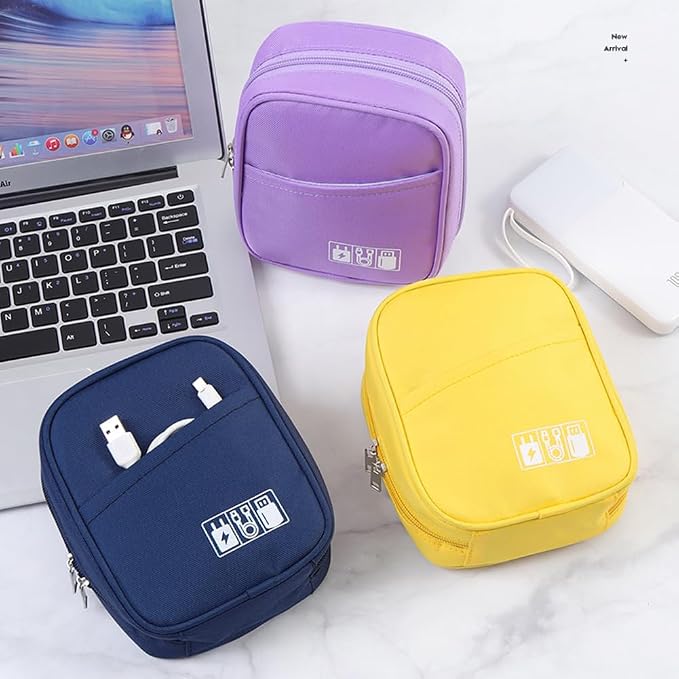 E-Tree Storage Pouch for Small Electronics and Accessories,Tech Bag,Electronic Organizer Case Compatible with MacBook Laptop Charger,Mouse,Cables,Hub,Power Bank,Earphone,Toiletries Cosmetics (Orange)