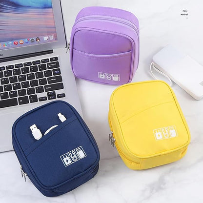 E-Tree Storage Pouch for Small Electronics and Accessories,Tech Bag,Electronic Organizer Case Compatible with MacBook Laptop Charger,Mouse,Cables,Hub,Power Bank,Earphone,Toiletries Cosmetics (Blue)