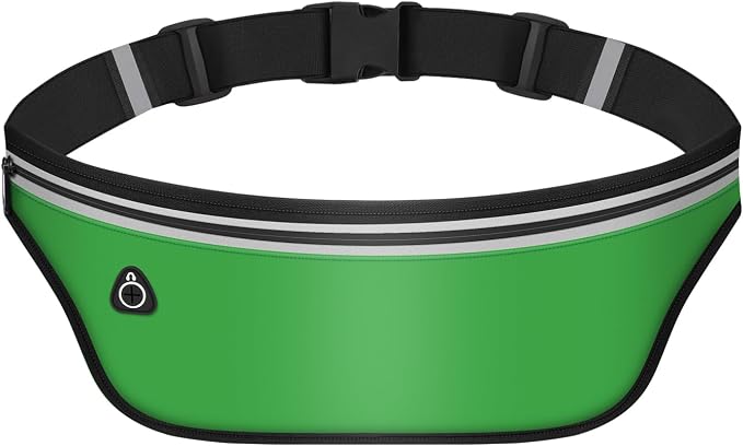UltraSlim Fanny Packs for Women Men Slim Running Belt Waist Pack Runners Bag Waterproof Money Belt (Green)