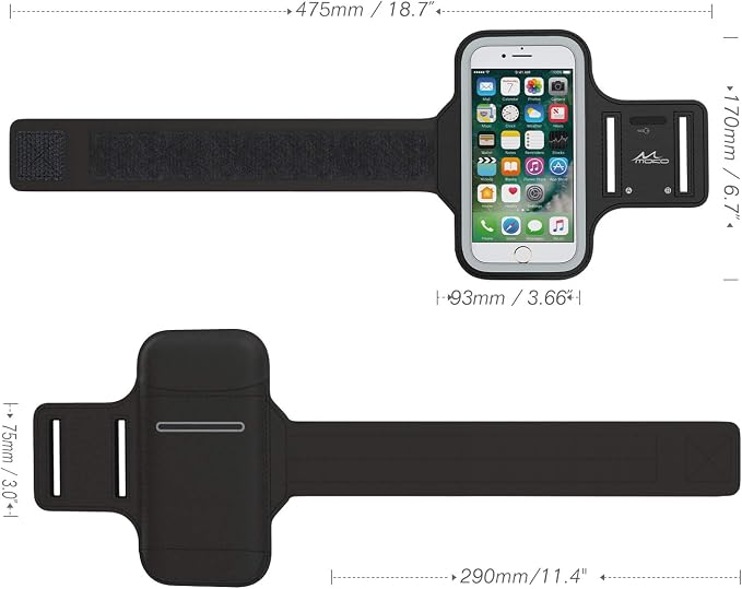 MoKo Phone Armband, Water Resistant Running Cell Phone Armband with Key Holder Adjustable Band Compitable with iPhone 11 Pro, X, Xs, 8, 7, 6, 6s, 5s, 5c, SE, 5, 4S,4 for Walking Fitness, Black
