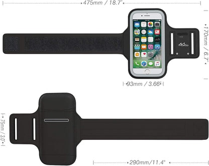 MoKo Phone Armband, Water Resistant Running Cell Phone Armband with Key Holder Adjustable Band Compitable with iPhone 11 Pro, X, Xs, 8, 7, 6, 6s, 5s, 5c, SE, 5, 4S,4 for Walking Fitness, Black