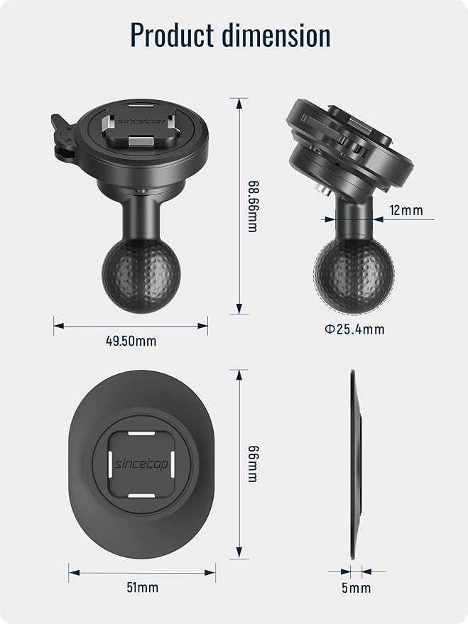 sincetop Universal 1” Ball Motorcycle Phone Mount-Series Q [ Quad ],Quick Release Motor Bike Smartphone Holder,360° Angle Adjustable,Compatible with iPhone Android and All Smartphones