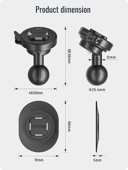 sincetop Universal 1” Ball Motorcycle Phone Mount-Series Q [ Quad ],Quick Release Motor Bike Smartphone Holder,360° Angle Adjustable,Compatible with iPhone Android and All Smartphones