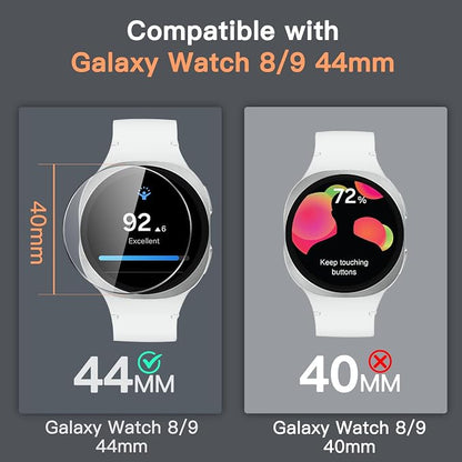 JETech Screen Protector for Samsung Galaxy Watch 9/8 44mm, 3-Pack | Tempered Glass Protection, HD Clear, Anti-Scratch Design