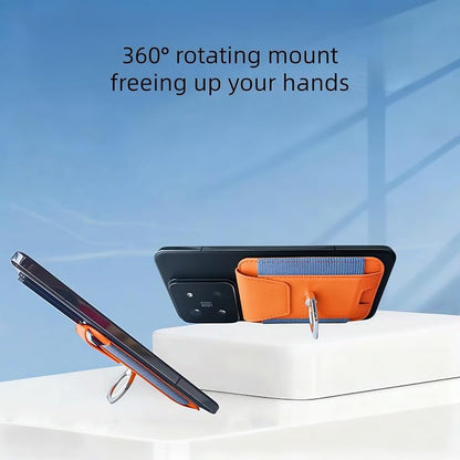 for Magsafe Wallet, Slim Magnetic Card Wallet with Grip, 7 Cards Holder RFID Blocking, Ring Stand Stick on Wallet with Privacy Flap(Orange)