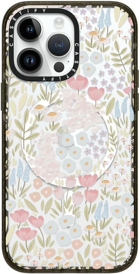 CASETiFY Impact iPhone 14 Pro Max Case [4X Military Grade Drop Tested / 8.2ft Drop Protection/Compatible with Magsafe] - Eleanor by Ivory Paper Co - Clear Black