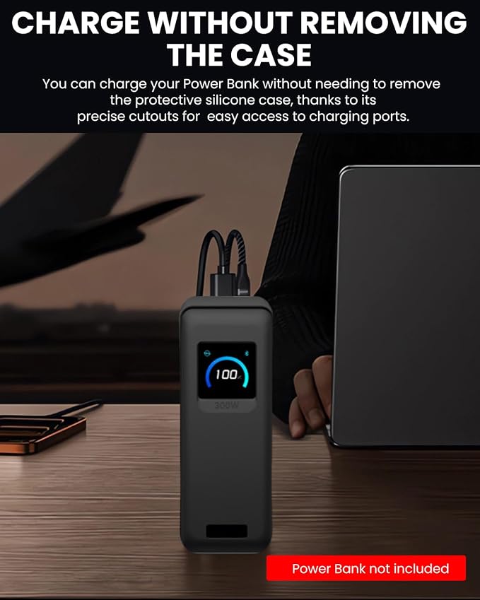 Silicone Case for Anker Prime Power Bank 300W 26,250mAh,Full-Body Protective Cover for Anker Prime Power Bank 300W,Precise Port Cutouts (Case Only) Black