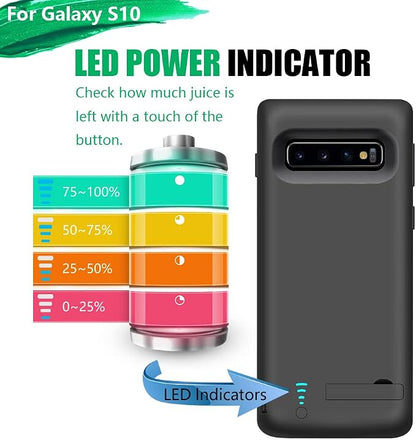 Battery Case for Samsung Galaxy S10, 6000mAh Rechargeable Extended Battery Charging Charger Case, Adds 150% Extra Juice, NOT for S10 5G (6.1 Inches) Black