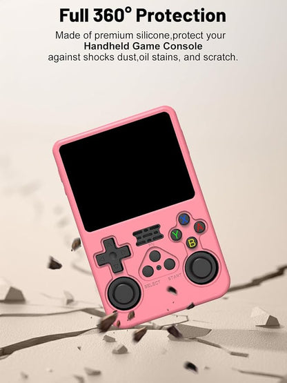 Silicone Protective Case for Anbernic R36S Game Console, Full-Body Protective Cover with Precise Cutout, Shockproof Dustproof Protector Sleeve & Scratch-Resistant Sleeve (Pink)