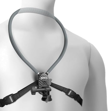 NEEWER Neck Mount Compatible with GoPro DJI Insta 360 Action Cameras, Quick Release Neck Holder with Air Cushion & Adjustable Chest Strap, Accessories Kit for POV Vlogging Video Recording, GP49