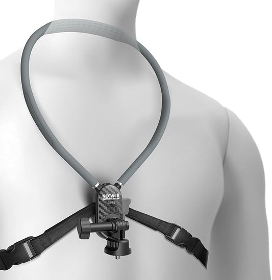 NEEWER Neck Mount Compatible with GoPro DJI Insta 360 Action Cameras, Quick Release Neck Holder with Air Cushion & Adjustable Chest Strap, Accessories Kit for POV Vlogging Video Recording, GP49
