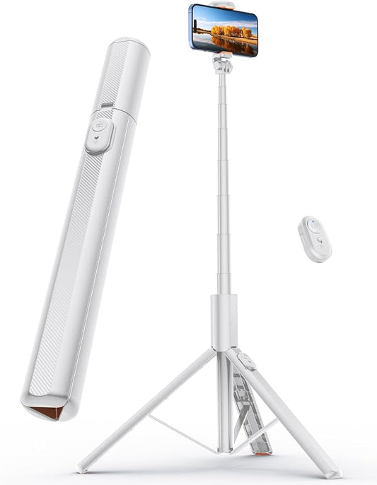 71" Phone Tripod, NT79 Extendable Selfie Stick with 1/4" Camera Mount for Cell Phone＆Camera, Phone Tripod Stand Holder with Remote Compatible with iPhone Android, Camera (White)