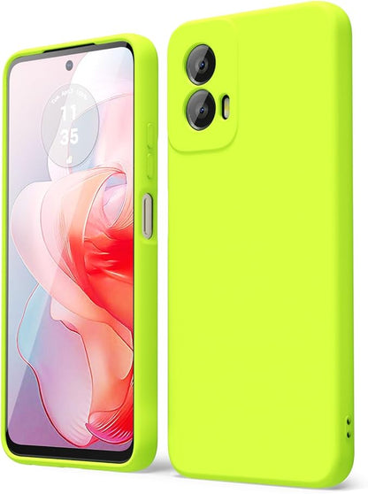 oakxco for Motorola Moto G Power 5G 2024 Phone Case Liquid Silicone, Neon Bright Solid Color, Thin Slim Soft Rubber Gel Matte TPU Plain Simple Cover for Women Girl Cute, Lime Neon Green