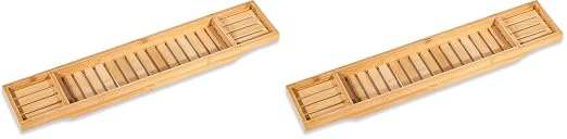 Bamboo Large 28.7" Long Slatted Bathtub Tray - By Trademark Innovations (Pack of 2)