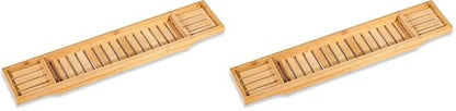 Bamboo Large 28.7" Long Slatted Bathtub Tray - By Trademark Innovations (Pack of 2)