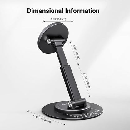 UGREEN Magnetic Phone Stand for MagSafe, Height Adjustable iPhone Stand for Desk with 360° Rotation Compatible for iPhone 17 Air 16 Pro 15 Pro Max 14 Plus 13 12 and MagSafe Case, Black
