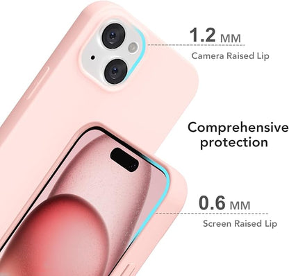 for iPhone 15 Case Silicone Compatible with Magsafe Case, Ultra Slim Thin Magnetic Phone Cases Mag Safe, Cute Soft Rubber Gel TPU Matte Plain Wireless Charging Cover for Women, Light Pink