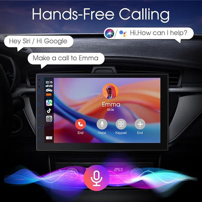 7" Car Stereo Double Din Wireless Apple Carplay Radio Screen for Car Audio Receivers, Bluetooth 5.0 Car Play Android Auto Touchscreen, Channel RCA, Backup Camera, SWC, FM/AM|Car Audio Receivers