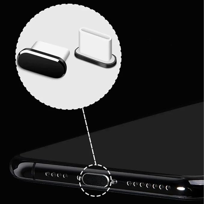 5-in-1 USB C Dust Plugs and Cleaning Tool Set 4 Pack Type-C Port Protector Covers with Fine Brush for Speaker Mesh Compatible with Phones Tablets and Laptops
