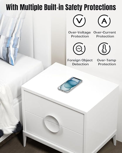 Invisible Wireless Charger, 0-30mm Under Desk Wireless Charger, Dual Uses On or Hidden Under Table Charging Pad for Nightstand for iPhone 17/17 Pro/17 Pro Max/17 Air/16/15/14/Samsung Phone