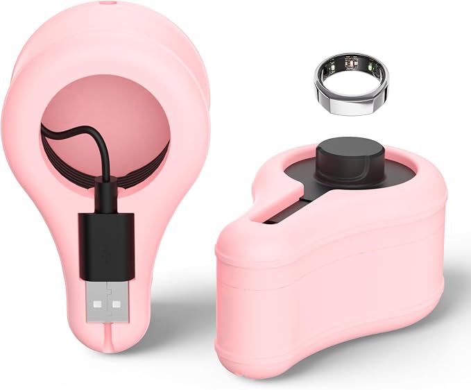 Silicone Charger Protector Cover for Oura Ring Gen3 Charger, Case Compatible with Oura Ring Charger Size 6/7/8/9/10/11/12/13,Charing Dock Station Holder for Oura Ring Gen3 Charger,Not Charger (Pink)