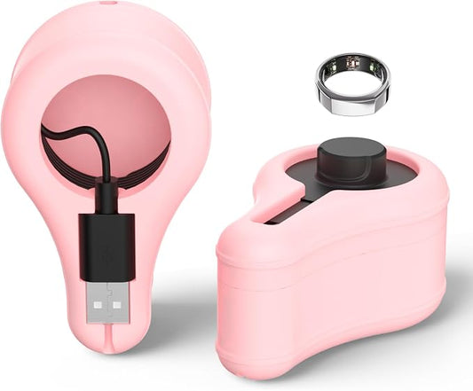 Silicone Charger Protector Cover for Oura Ring Gen3 Charger, Case Compatible with Oura Ring Charger Size 6/7/8/9/10/11/12/13,Charing Dock Station Holder for Oura Ring Gen3 Charger,Not Charger (Pink)