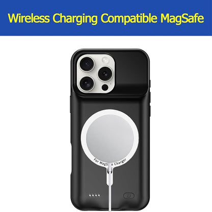 Battery Case for iPhone 16 Pro Max, Enhanced 12000mAh Portable Protective Wireless Charging Case Support Carplay Compatible with iPhone 16 Pro Max (6.9 inch) Rechargeable Battery Charger Cover(Black)