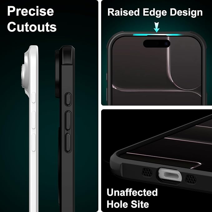 360° Magnetic Swivel Ring for iPhone 17 air case, Built-in Metal Stand and Ring Holder, Magsafe Compatible, Military Grade Protection, Shock Resistant - Black