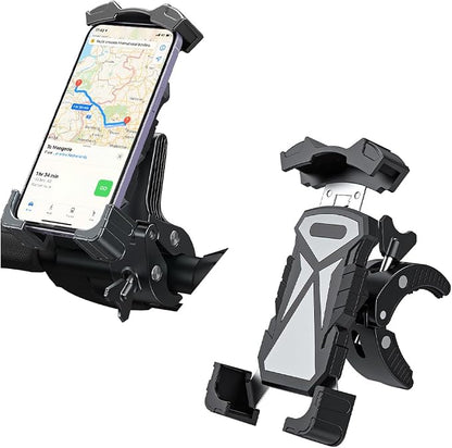 AICEL Motorcycle Phone Mount, Anti-Shake Bicycle Handlebar Cell Phone Holder with Secure Lock, Adjustable Motorbike Smartphone Bracket Accessories, Universal for Scooter ATV Motorcycle