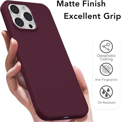 for iPhone 13 Pro Max Case Silicone Compatible with Magsafe Case, Ultra Slim Thin Magnetic Phone Cases Mag Safe, Cute Soft Rubber Gel Matte Wireless Charging Cover for Women, Burgundy Maroon