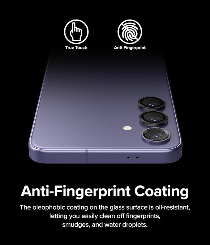 Ringke Camera Lens Frame Glass Compatible with Samsung Galaxy S24 Camera Lens Protector 5G, Glass Covers and Aluminum Alloy Frames - Black