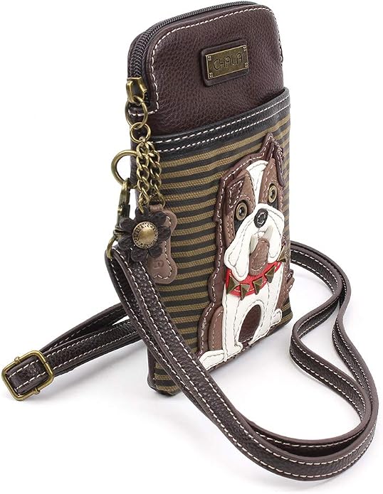 CHALA Dog Collection Cell Phone Crossbody Purse-Women PU Leather/Canvas Multicolor Handbag with Adjustable Strap