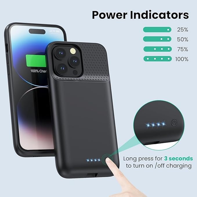 Battery Case for iPhone 14Plus/14Pro Max/13Pro Max, Powerful 8600mAh Portable Protective Charging Case,Rechargeable Extended Battery Charger Case for iPhone 13Pro Max, 14Pro Max and 14Plus (6.7 Inch)