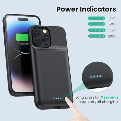 Battery Case for iPhone 14Plus/14Pro Max/13Pro Max, Powerful 8600mAh Portable Protective Charging Case,Rechargeable Extended Battery Charger Case for iPhone 13Pro Max, 14Pro Max and 14Plus (6.7 Inch)
