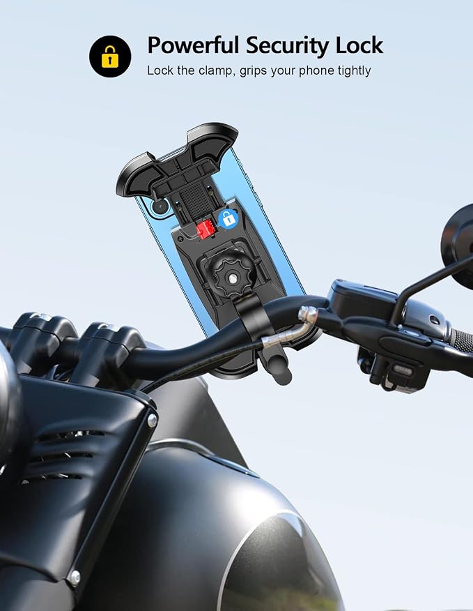 Viccux Motorcycle Phone Mount, Upgrade [Never Fall Off] [0 Shake] Bike Phone Mount, [3s Put & Take] 360° Rotatable Phone Holder for Motorcycle Bike Bicycle Scooter Compatible with Cellphones 4.7-6.8”