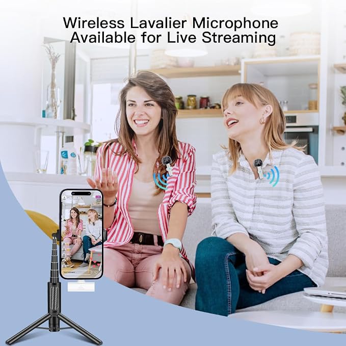 2pcs Lavalier Wireless Microphone for iPhone iPad Video Recording,Mini Microphone for Game Live Streaming,interviews,YouTube,TikTok,Vlog(White)