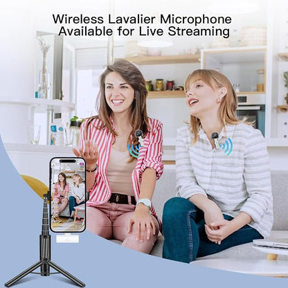 2pcs Lavalier Wireless Microphone for iPhone iPad Video Recording,Mini Microphone for Game Live Streaming,interviews,YouTube,TikTok,Vlog(White)