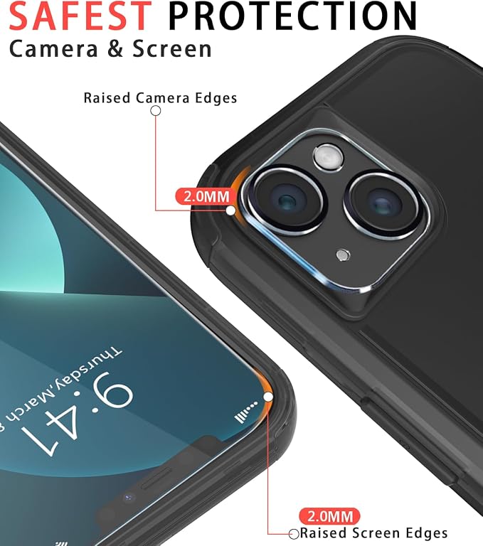 Diverbox for iPhone 13 Case [Compatible with MagSafe] [Shockproof] [Dropproof] [with Screen Protector ] 3in1 Heavy Duty Protection Phone Case Cover for Apple iPhone 13 (High Gloss Black(Magnet))