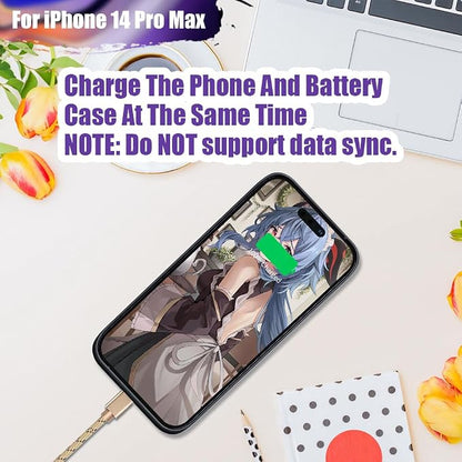 Battery Case for iPhone 14 Pro Max, 6000mAh Rechargeable Extended Battery Charging/Charger Case, Add 100% Extra Juice (6.7 Inches) Black