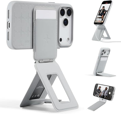 MOFT Phone Tripod Wallet x Tombogo for iPhone, Mulit-Angles, Lightweight & Portable Phone Stand, MOVAS Vegan Leather Phone Wallet, Strong Magnets, NFC Card Holder, Cement (with Card Slot)